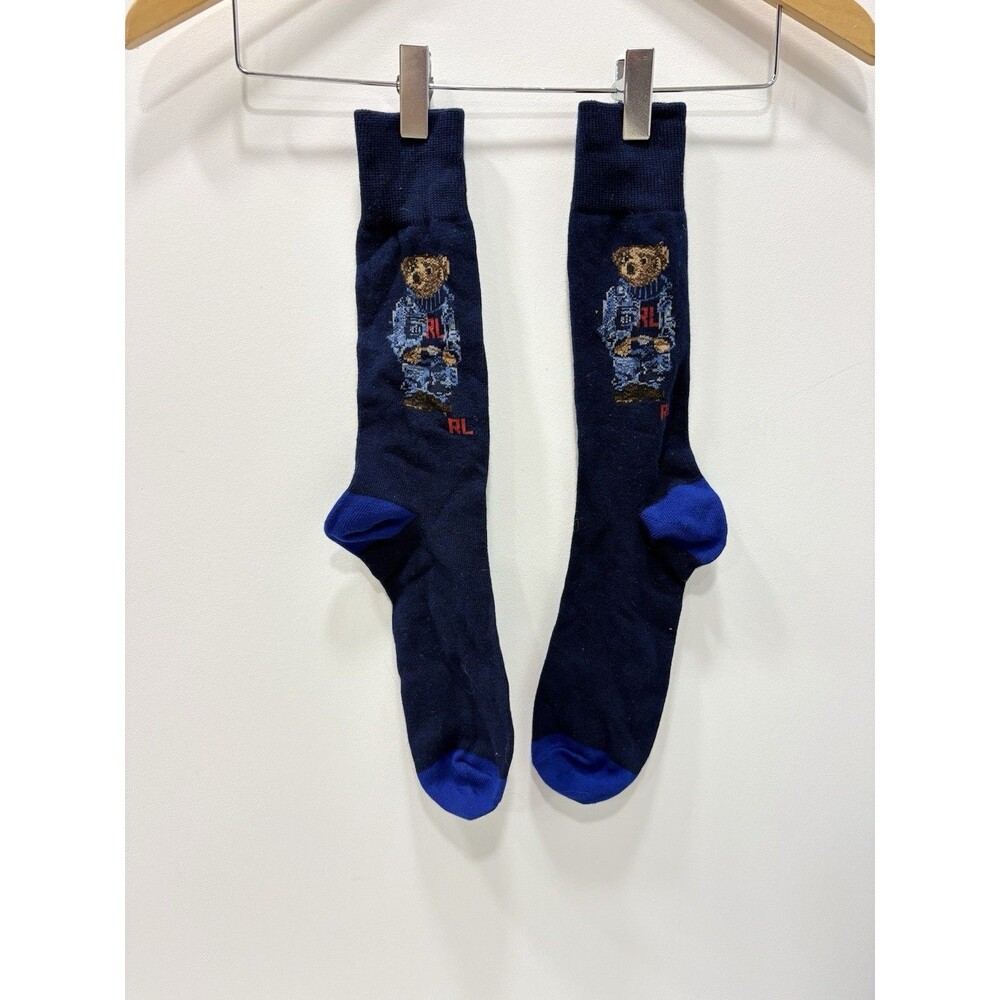Polo Ralph Lauren Polo Bear Socks Navy Blue RL Preppy Dress Crew Mens Camo